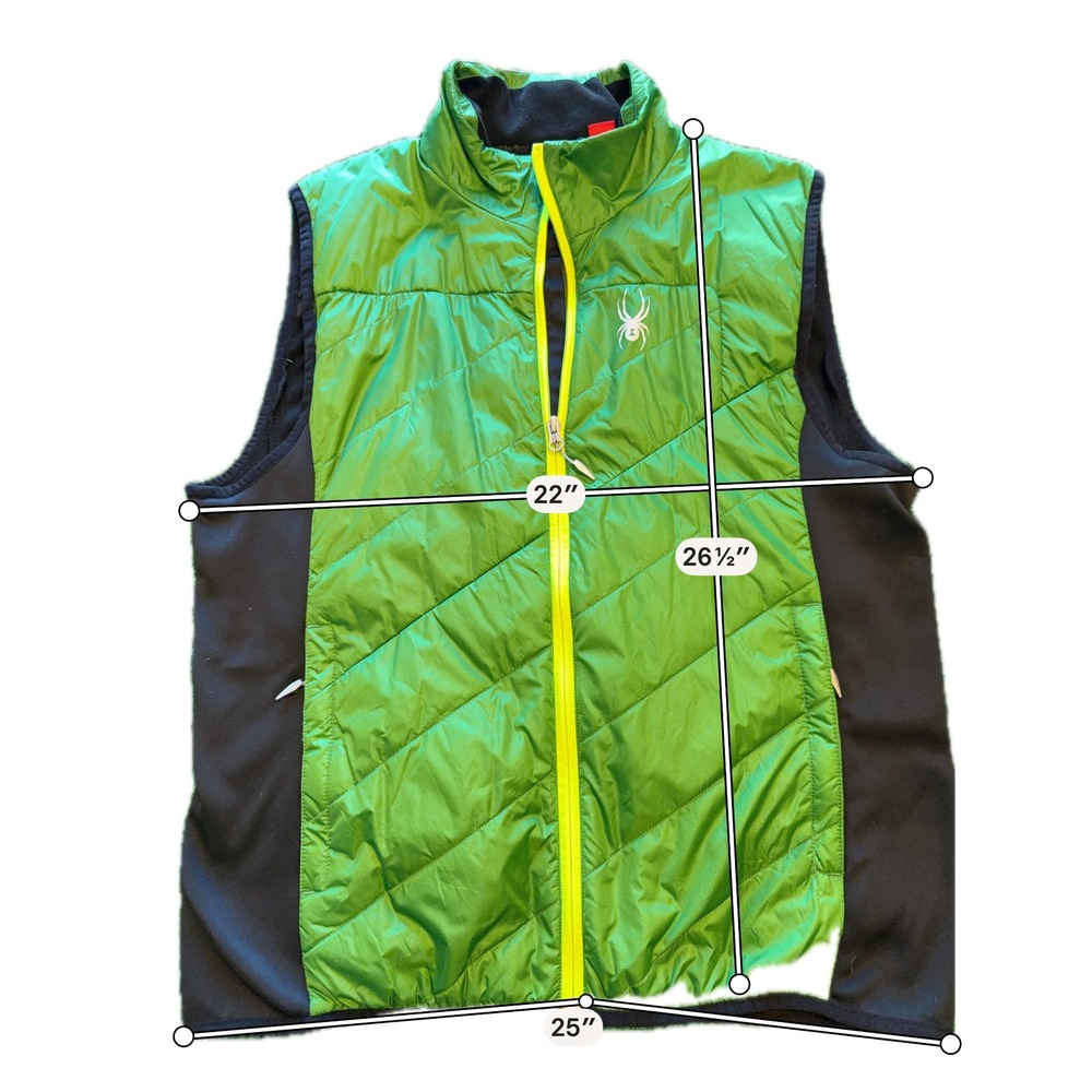 Spyder Puffer Vest Mens Large Green Excellent Full Zip Quilted Lightweight Ski - Picture 3 of 10
